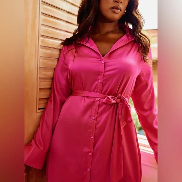 BRAND NEW - never worn pink shirt dress. - Picture 2 of 6